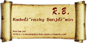 Radvánszky Benjámin névjegykártya